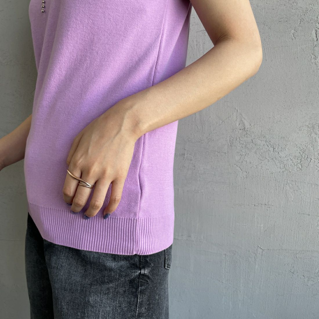 GICIPI [ジチピ] OPALE ノースリーブニットソー [2417P] LAVENDER &&モデル身長：156cm 着用サイズ：1&&