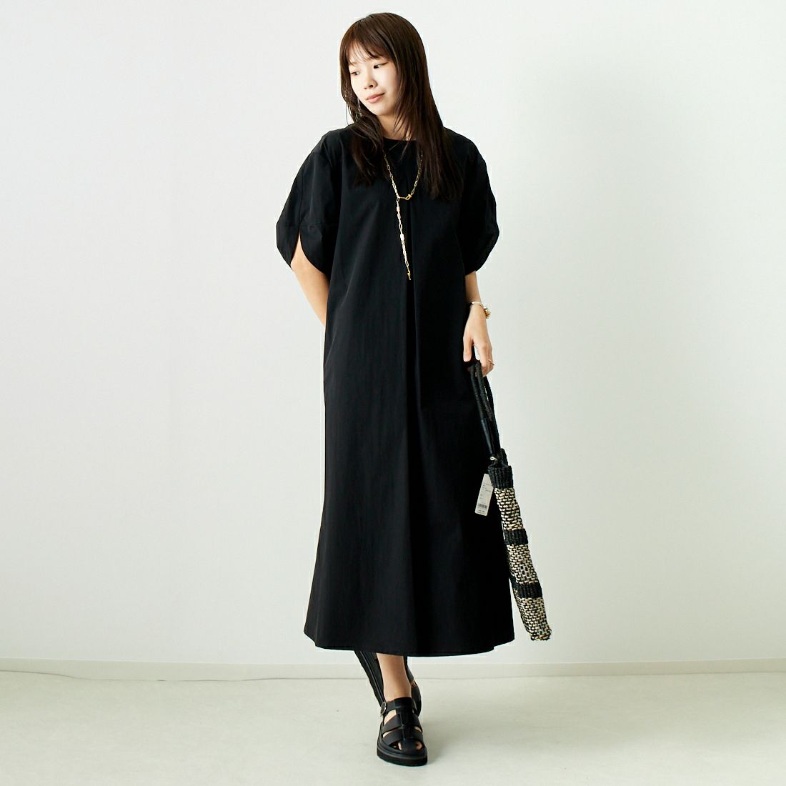 Jeans Factory Clothes [ジーンズファクトリークローズ] ボリュームスリーブストレッチワンピース [21242053]