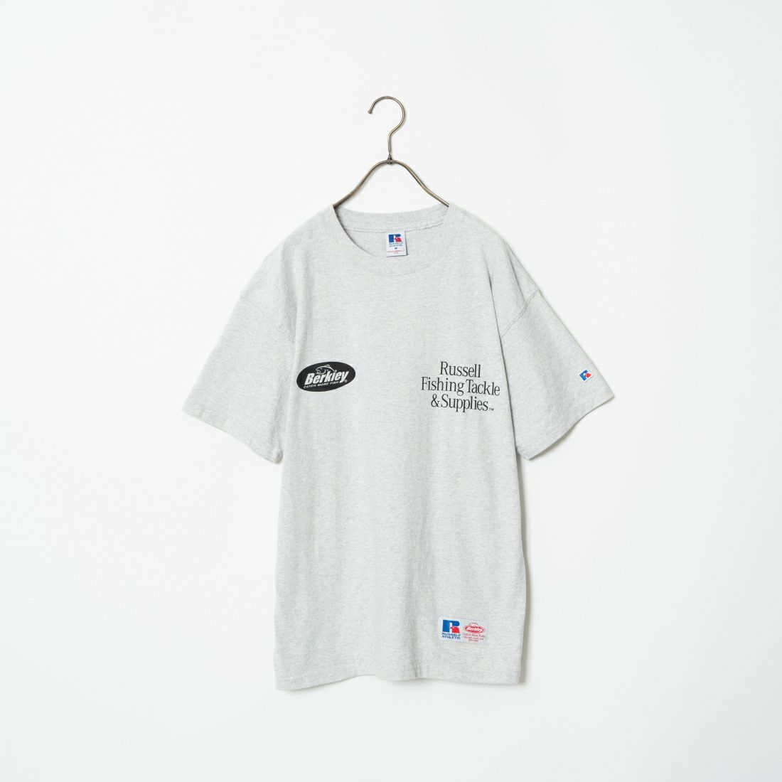 Berkley × RUSSELL ATHLETIC [バークレー × ラッセルアスレチック] 別注 CATCH MORE FISH バックプリントTシャツ [RBK-24175IN-JF1] ASH