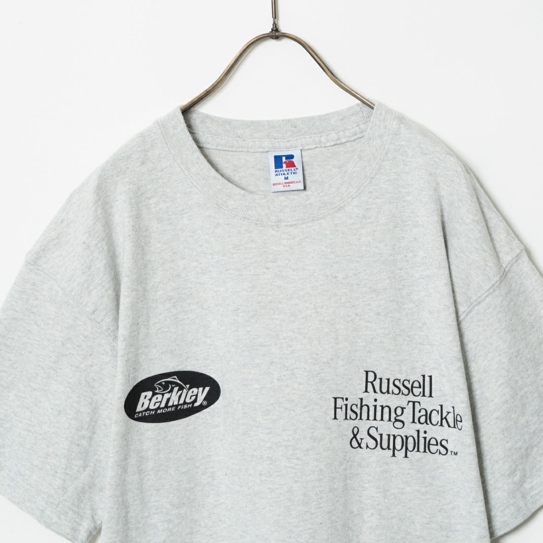 Berkley × RUSSELL ATHLETIC [バークレー × ラッセルアスレチック] 別注 CATCH MORE FISH バックプリントTシャツ [RBK-24175IN-JF1] ASH