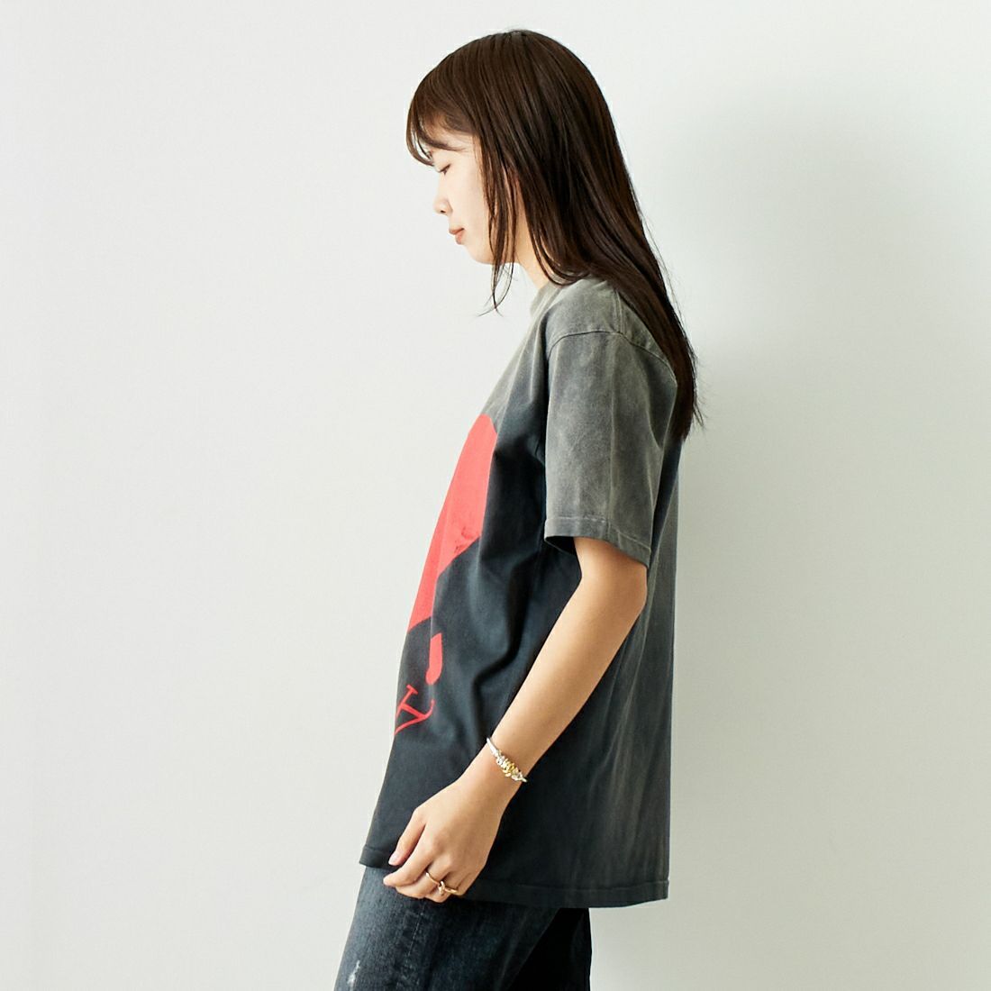 JACKSON MATISSE [ジャクソンマティス] ハートA Tシャツ [JM24SS031] BLACK &&モデル身長：167cm 着用サイズ：M&&