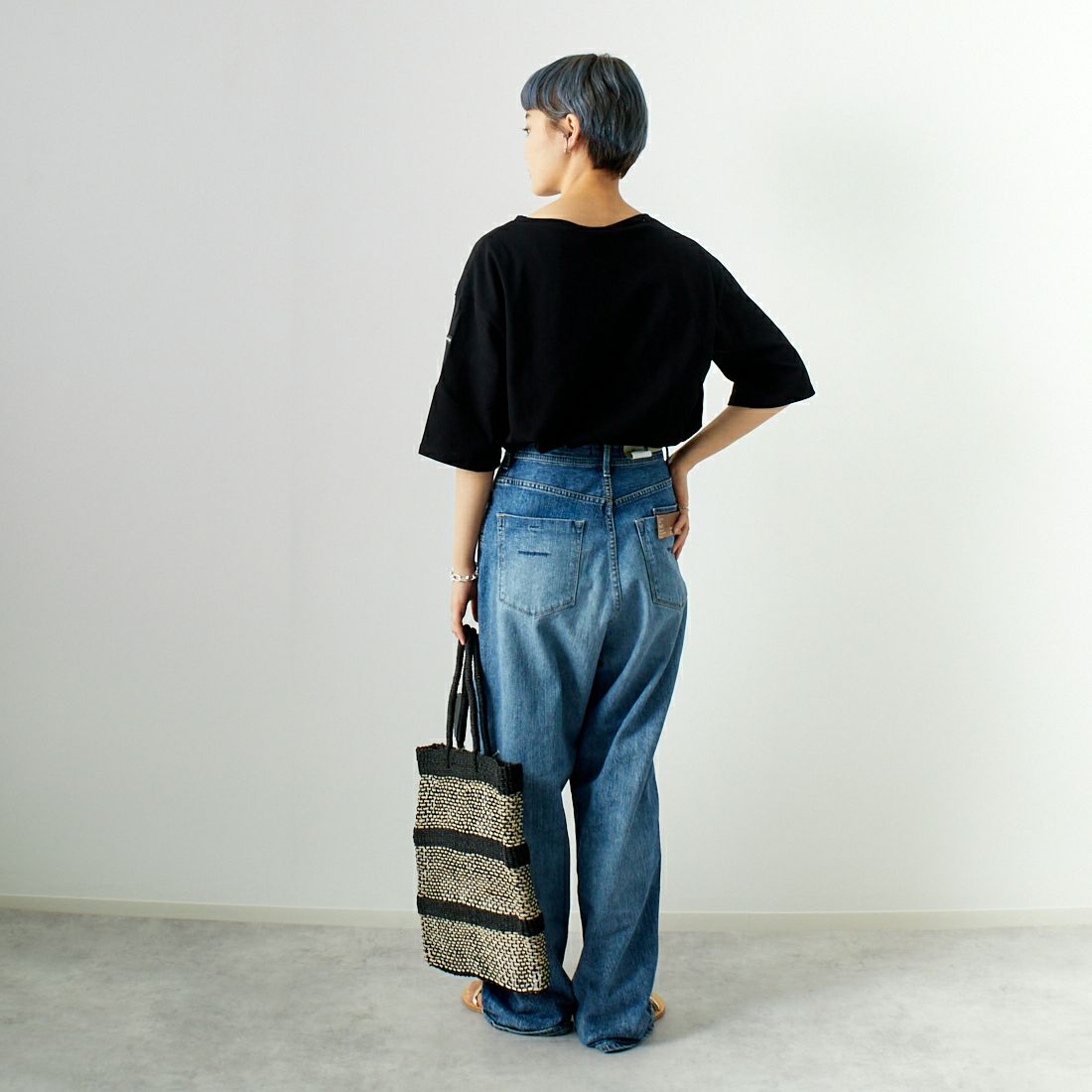 ST.JAMES [セントジェームス] ピリアックルーズドロップTシャツ [21JC-8733-LEGR] NOIR &&モデル身長：160cm 着用サイズ：3&&