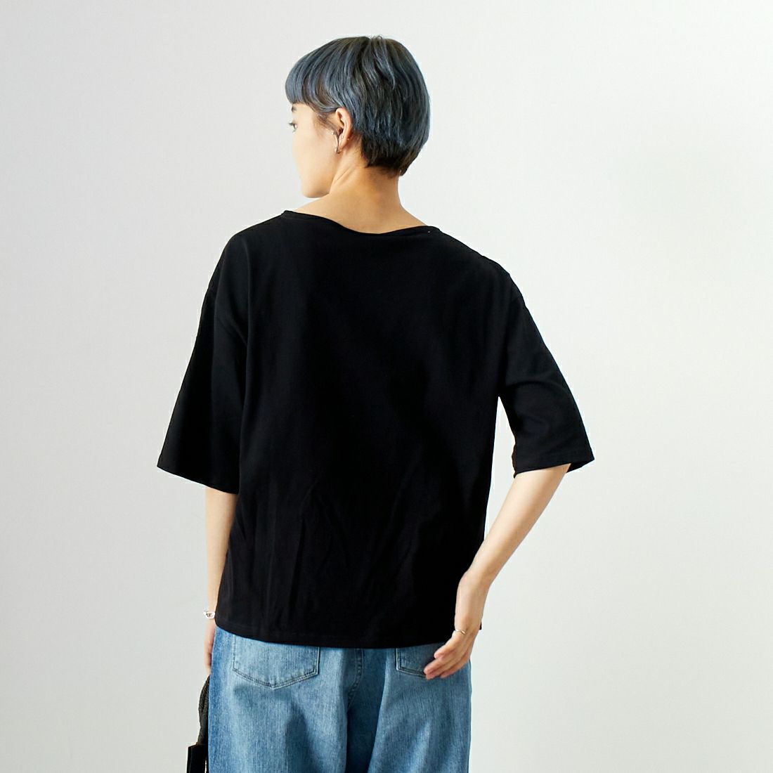 ST.JAMES [セントジェームス] ピリアックルーズドロップTシャツ [21JC-8733-LEGR] NOIR &&モデル身長：160cm 着用サイズ：3&&