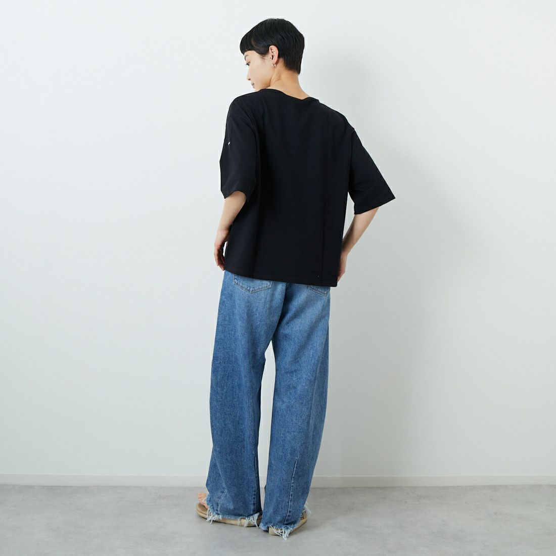 ST.JAMES [セントジェームス] ピリアックルーズドロップTシャツ [21JC-8733-LEGR] NOIR &&モデル身長：160cm 着用サイズ：3&&