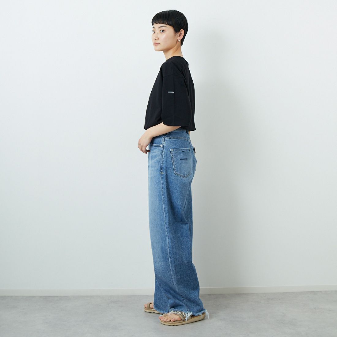 ST.JAMES [セントジェームス] ピリアックルーズドロップTシャツ [21JC-8733-LEGR] NOIR &&モデル身長：160cm 着用サイズ：3&&