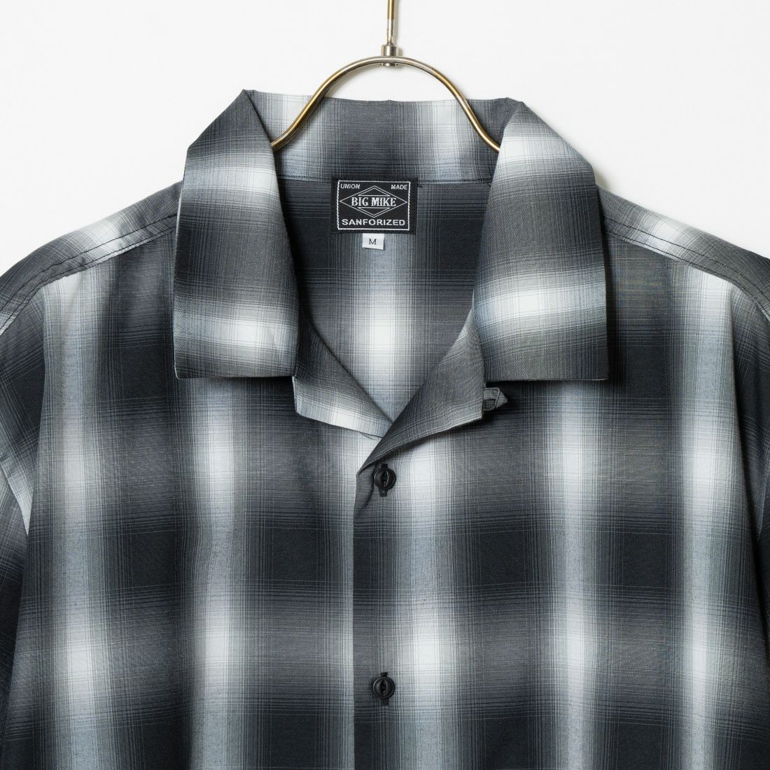 BIG MIKE [ビッグマイク] 別注 ショートスリーブ オンブレチェックシャツ [102425530PN-JF] BLK/WHT