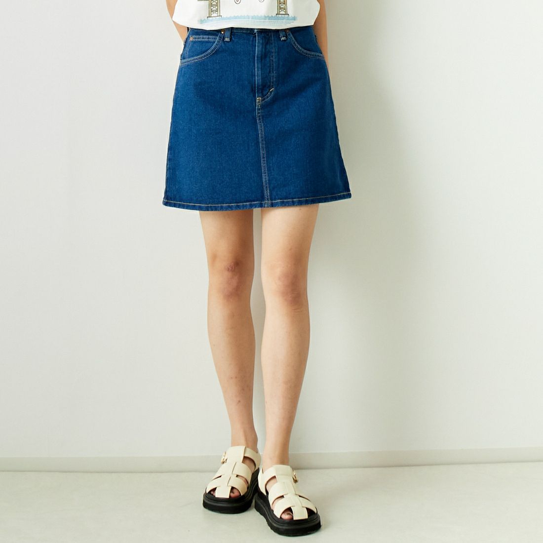 LEE [リー] デニムミニスカート [LL2634] 336 USED &&モデル身長：167cm 着用サイズ：S&&