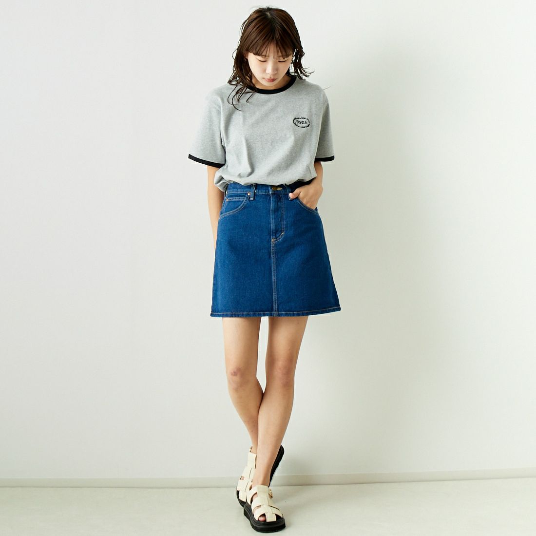 LEE [リー] デニムミニスカート [LL2634] 336 USED &&モデル身長：167cm 着用サイズ：S&&