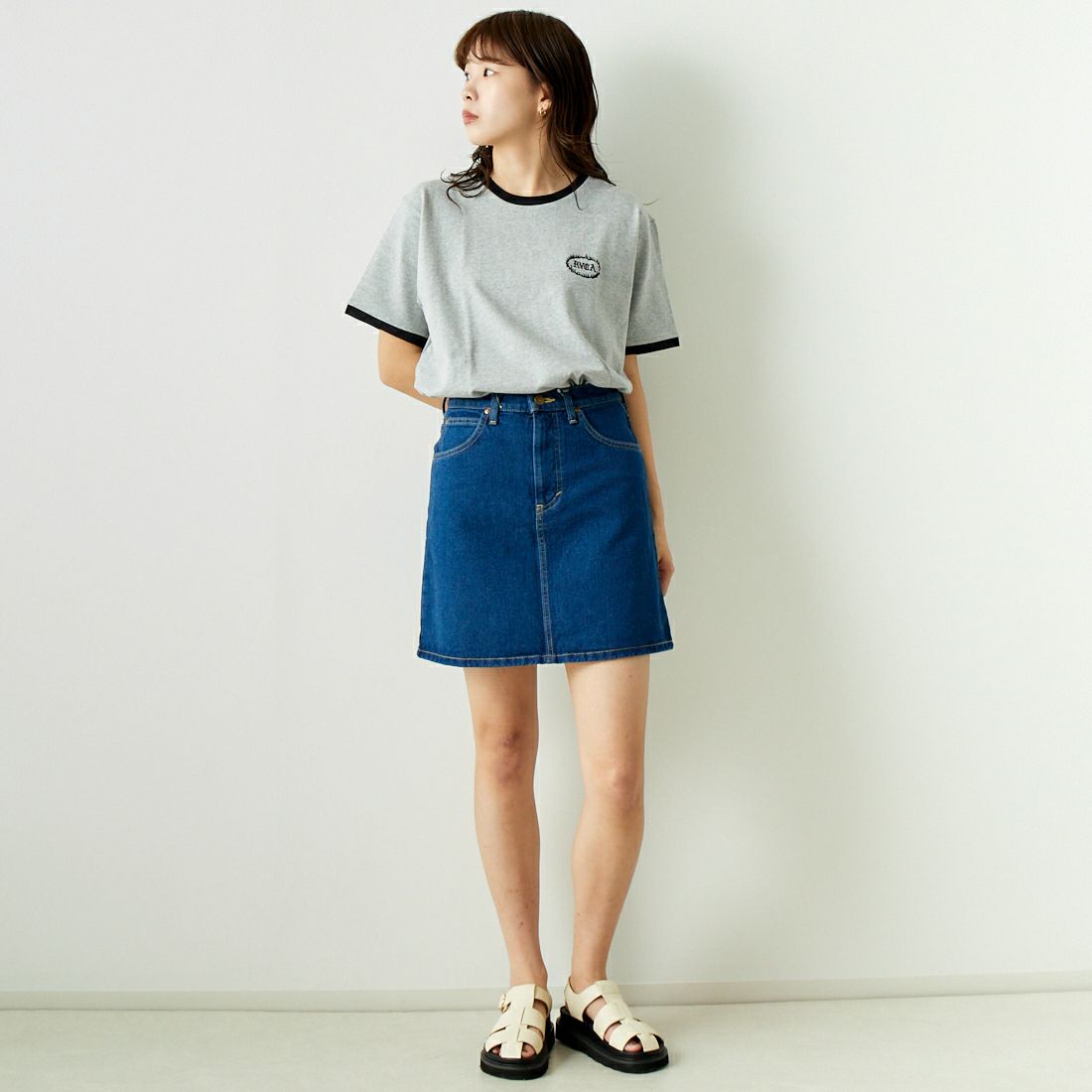 LEE [リー] デニムミニスカート [LL2634] 336 USED &&モデル身長：167cm 着用サイズ：S&&