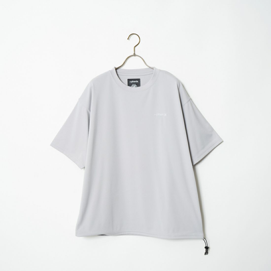 +phenix [プラスフェニックス] 別注 ワンポイント刺繍ロゴ ドローコードTシャツ [POT-24006IN-JF] GRAY
