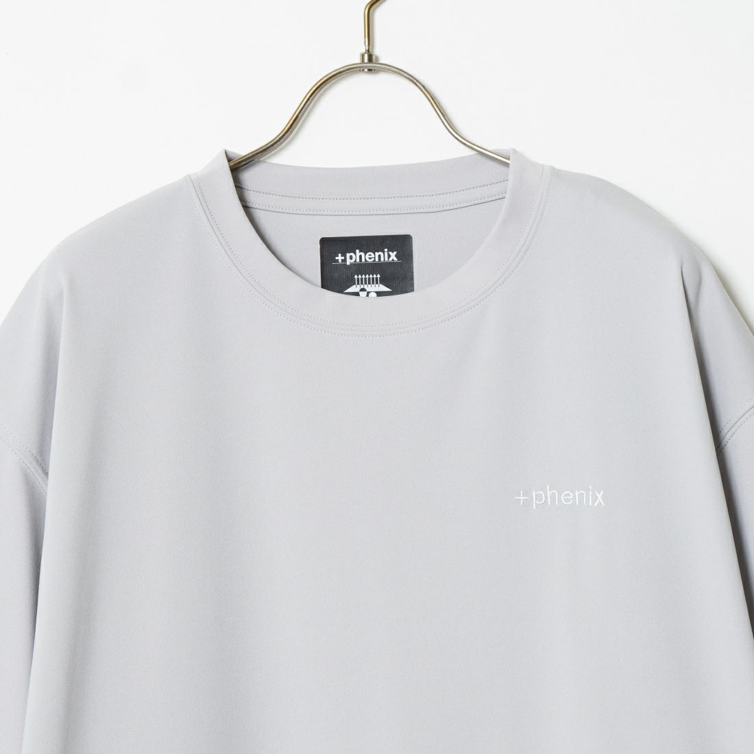 +phenix [プラスフェニックス] 別注 ワンポイント刺繍ロゴ ドローコードTシャツ [POT-24006IN-JF] GRAY
