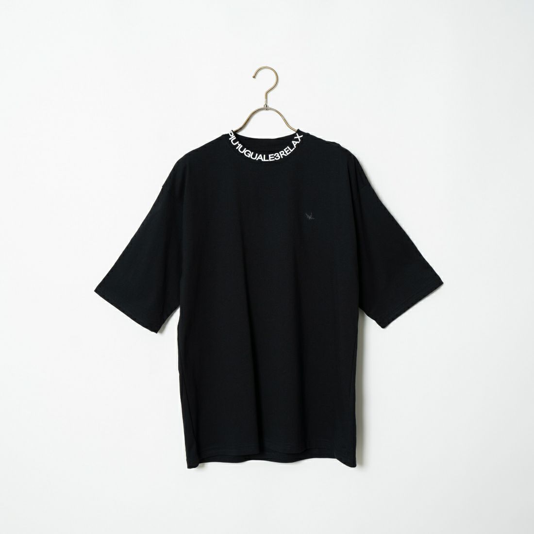1PIU1UGUALE3 RELAX [ウノ ピゥ ウノ ウグァーレ トレ] 別注 ネックブランドロゴ ショートスリーブTシャツ [UST-24036IN-JF] BLACK