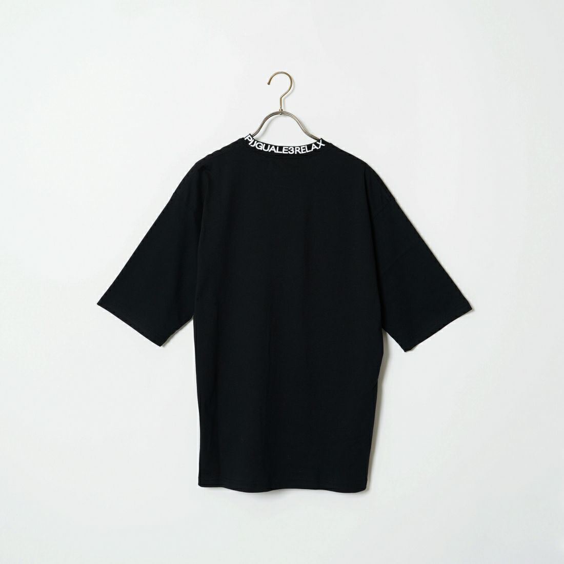 1PIU1UGUALE3 RELAX [ウノ ピゥ ウノ ウグァーレ トレ] 別注 ネックブランドロゴ ショートスリーブTシャツ [UST-24036IN-JF] BLACK