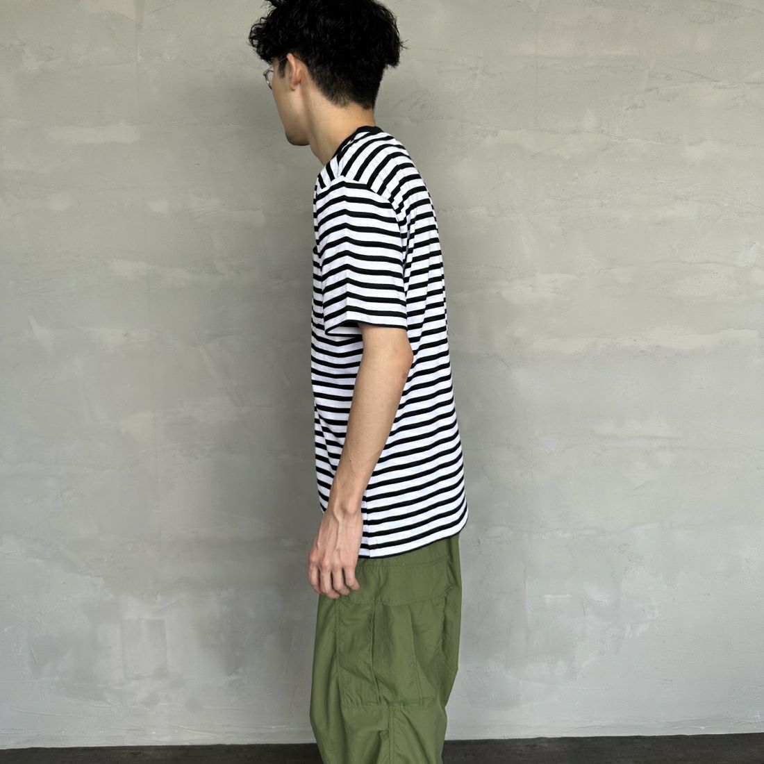 carhartt WIP [カーハートダブリューアイピー] スクエアラベルポケットTシャツ [I032311] S.ST BLACK &&モデル身長：168cm 着用サイズ：M&&