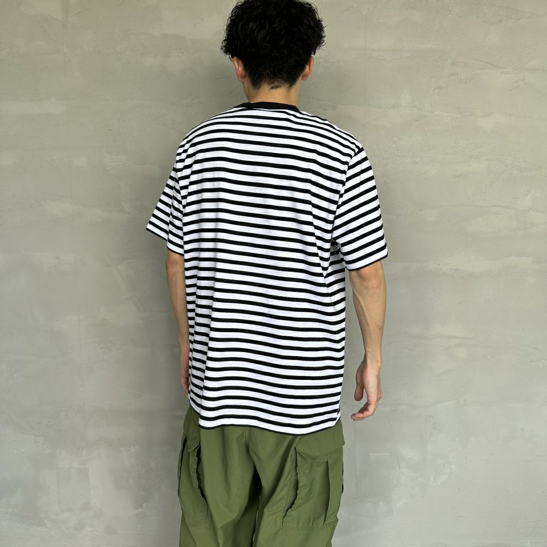 carhartt WIP [カーハートダブリューアイピー] スクエアラベルポケットTシャツ [I032311] S.ST BLACK &&モデル身長：168cm 着用サイズ：L&&