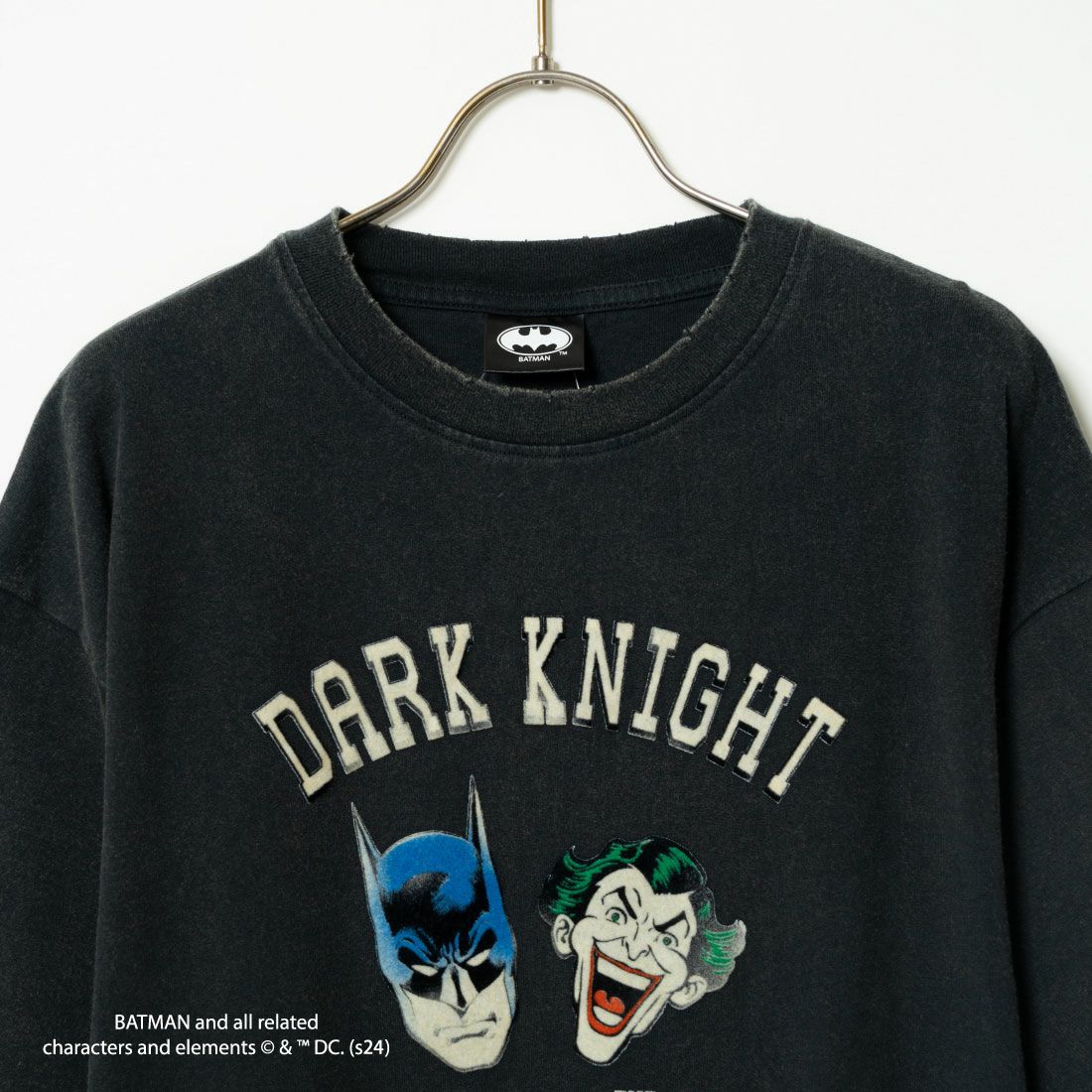 Jeans Factory Clothes [ジーンズファクトリークローズ] BATMAN ダメージ加工フロッキープリントTシャツ [JFC-242-038] BLACK
