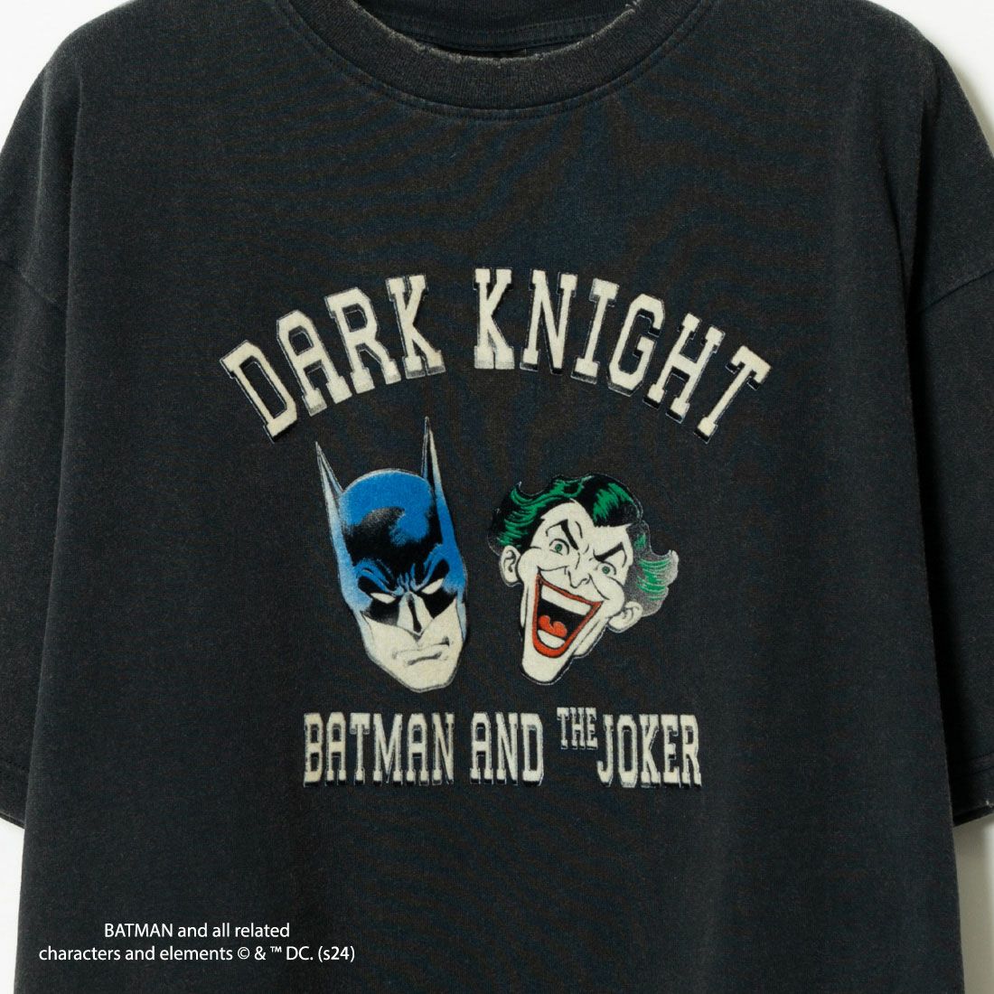Jeans Factory Clothes [ジーンズファクトリークローズ] BATMAN ダメージ加工フロッキープリントTシャツ [JFC-242-038] BLACK