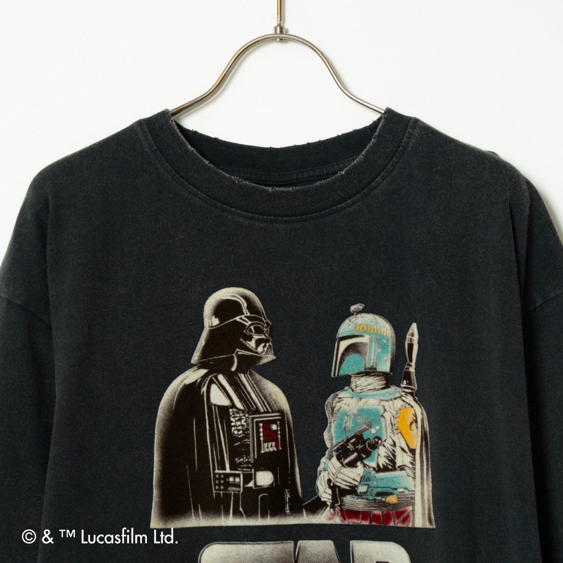 Jeans Factory Clothes [ジーンズファクトリークローズ] STARWARS ダメージ加工フロッキープリントTシャツ [JFC-242-041] BLACK
