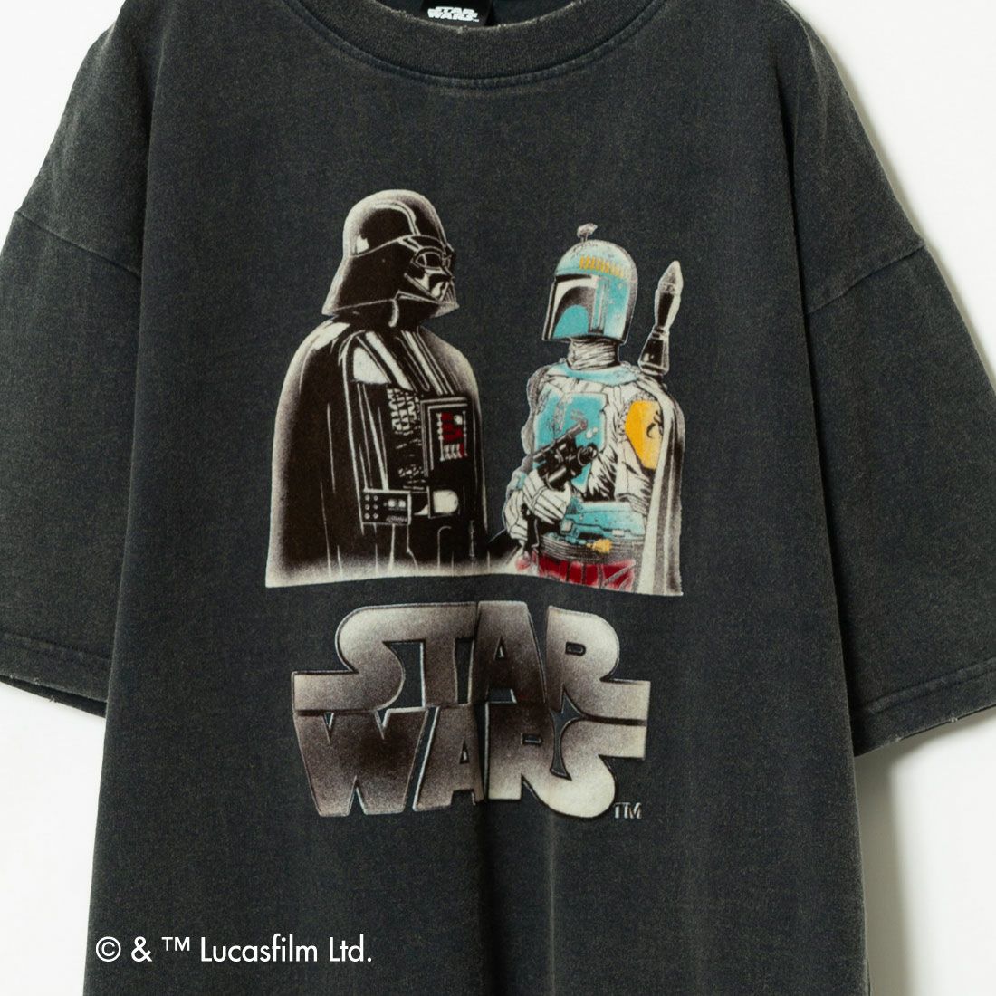 Jeans Factory Clothes [ジーンズファクトリークローズ] STARWARS ダメージ加工フロッキープリントTシャツ [JFC-242-041] BLACK