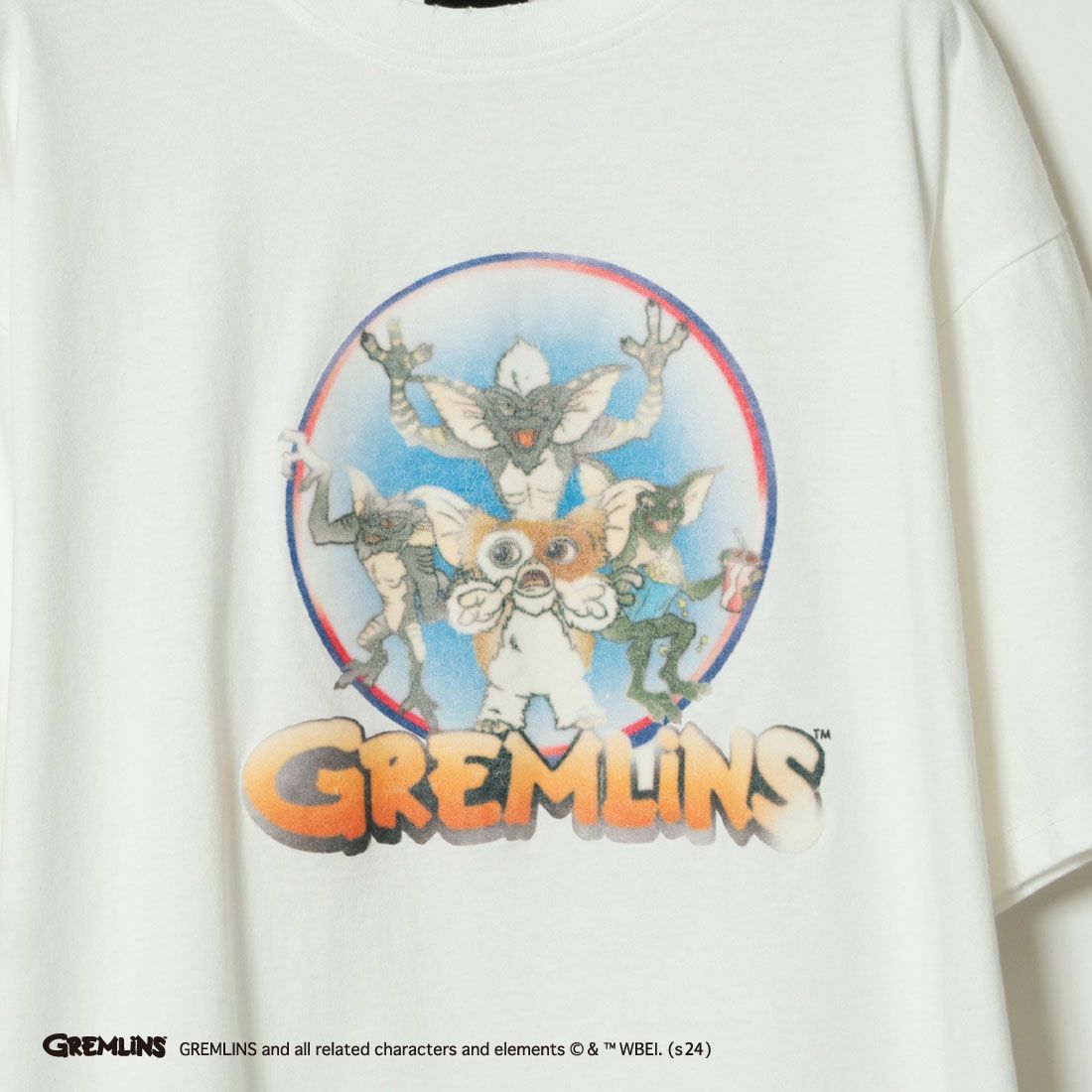 Jeans Factory Clothes [ジーンズファクトリークローズ] GREMLINS ダメージ加工フロッキープリントTシャツ [JFC-242-040] WHITE