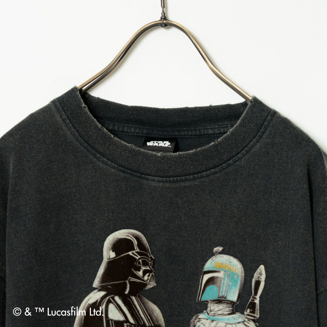 Jeans Factory Clothes [ジーンズファクトリークローズ] STARWARS ダメージ加工フロッキープリントTシャツ [JFC-242-041] BLACK