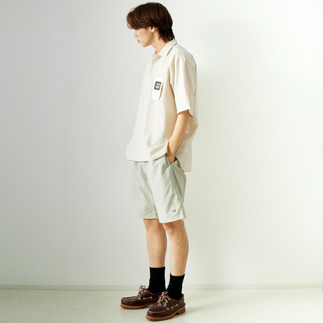DANTON [ダントン] イージーショーツ [DT-E0207SNY] GREIGE &&モデル身長：179cm 着用サイズ：L&&