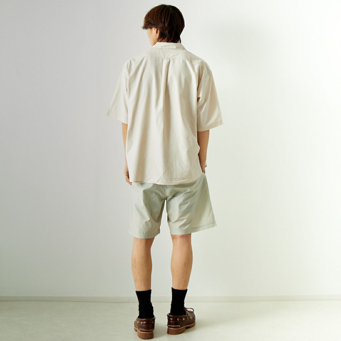 DANTON [ダントン] イージーショーツ [DT-E0207SNY] GREIGE &&モデル身長：179cm 着用サイズ：L&&