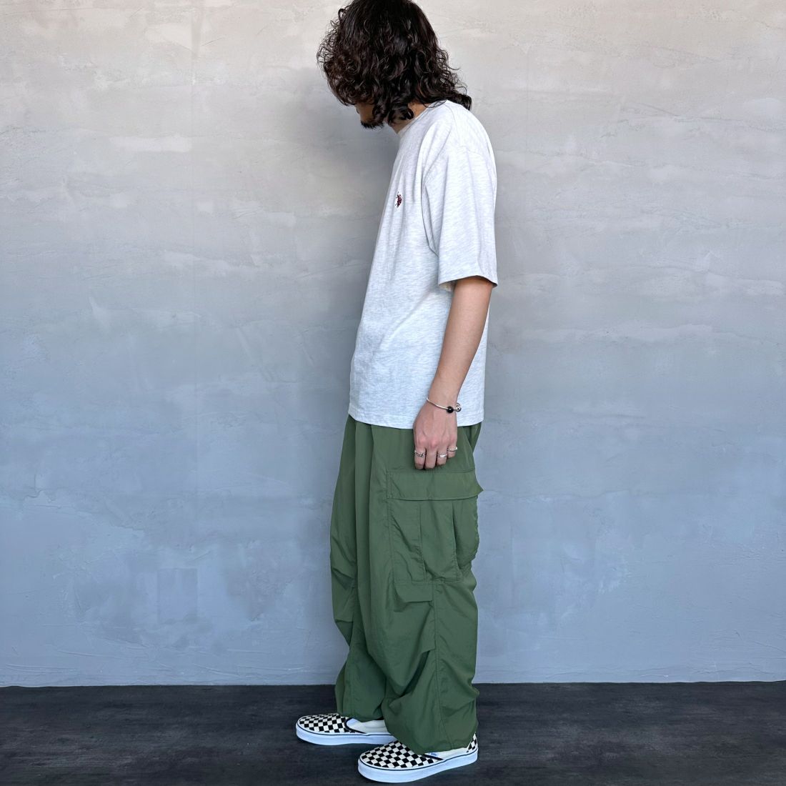 U.S.POLO ASSN. [ユーエスポロアッスン] 別注 ワンポイントロゴ刺繍 ショートスリーブTシャツ [PLM42216IN-JF] Aｸﾞﾚｰ &&モデル身長：173cm 着用サイズ：M&&
