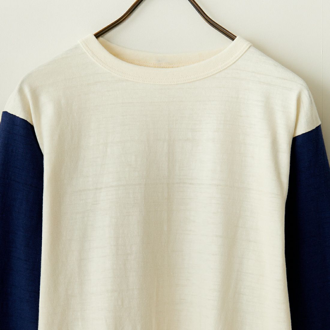 WAREHOUSE [ウエアハウス] 7分袖ベースボールTシャツ [4800] ｸﾘｰﾑ/ﾈｲﾋﾞｰ