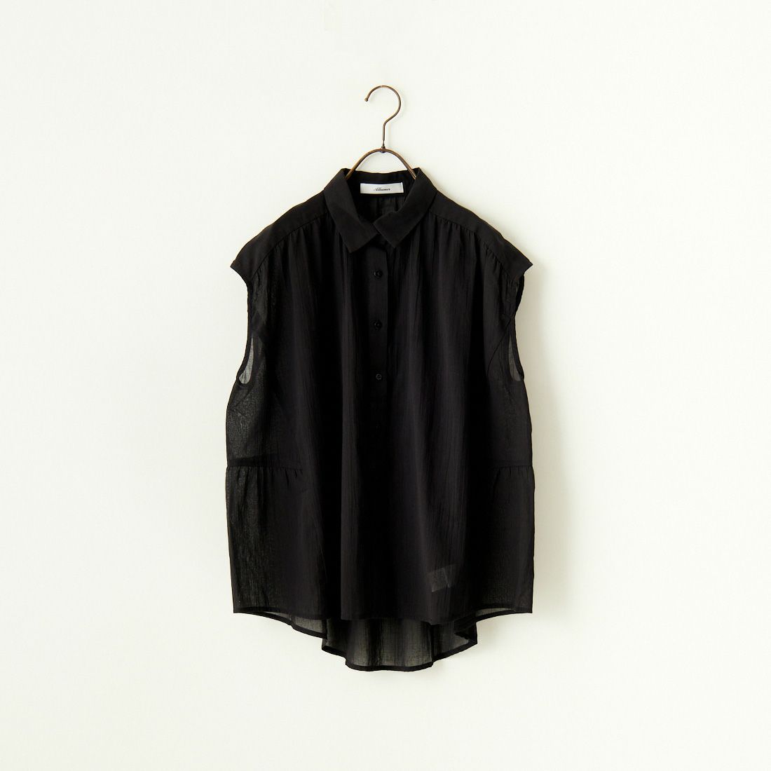ALLUMER [アリュメール] フレンチスリーブコットンギャザーブラウス [8274703] 700 BLACK