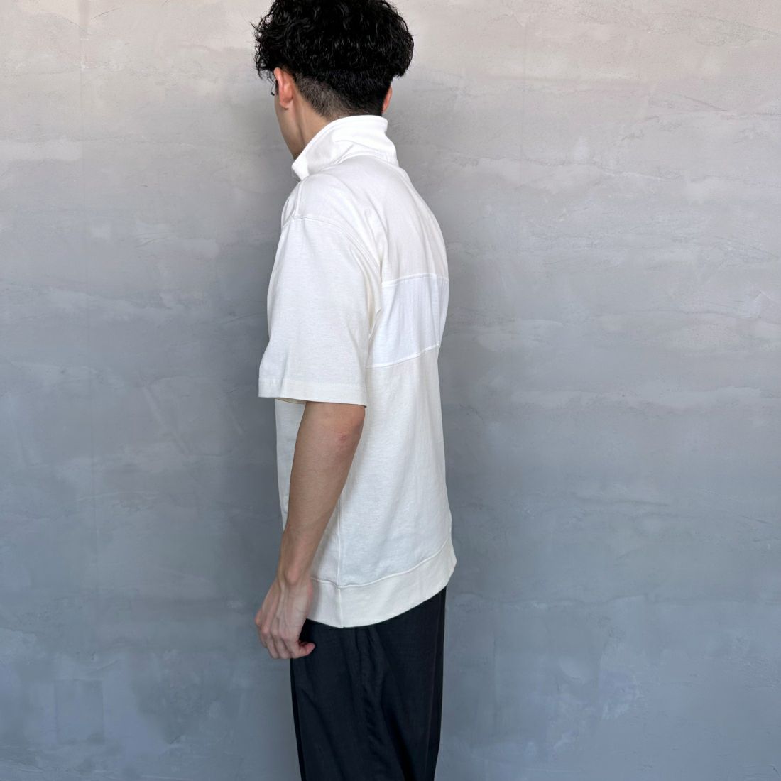 U.S.POLO ASSN. [ユーエスポロアッスン] 別注 ハーフジップ ショートスリーブTシャツ [PLM42217IN-JF] ｱｲﾎﾞﾘｰ &&モデル身長：168cm 着用サイズ：S&&