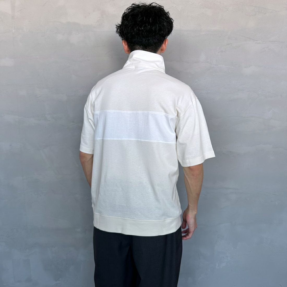 U.S.POLO ASSN. [ユーエスポロアッスン] 別注 ハーフジップ ショートスリーブTシャツ [PLM42217IN-JF] ｱｲﾎﾞﾘｰ &&モデル身長：168cm 着用サイズ：S&&