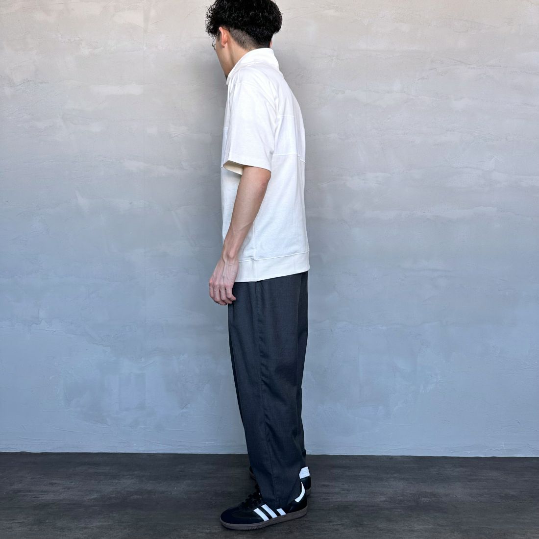 U.S.POLO ASSN. [ユーエスポロアッスン] 別注 ハーフジップ ショートスリーブTシャツ [PLM42217IN-JF] ｱｲﾎﾞﾘｰ &&モデル身長：168cm 着用サイズ：S&&