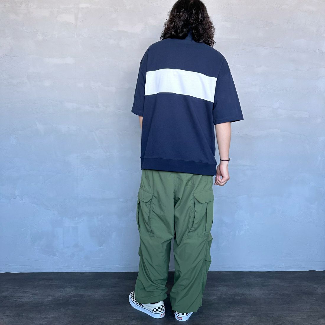 U.S.POLO ASSN. [ユーエスポロアッスン] 別注 ハーフジップ ショートスリーブTシャツ [PLM42217IN-JF] ﾈｲﾋﾞｰ &&モデル身長：173cm 着用サイズ：L&&