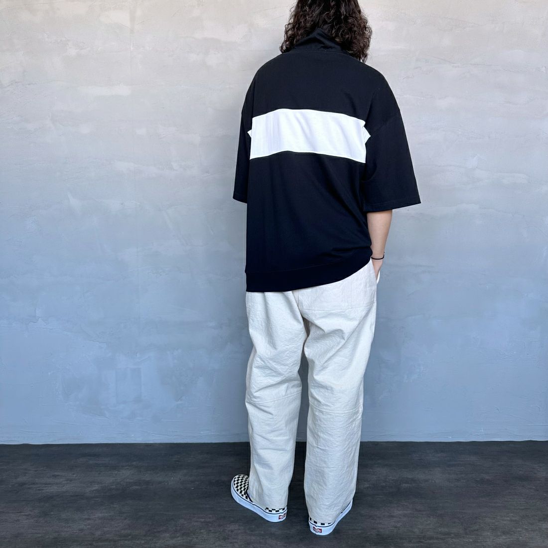 U.S.POLO ASSN. [ユーエスポロアッスン] 別注 ハーフジップ ショートスリーブTシャツ [PLM42217IN-JF] ﾌﾞﾗｯｸ &&モデル身長：173cm 着用サイズ：XL&&