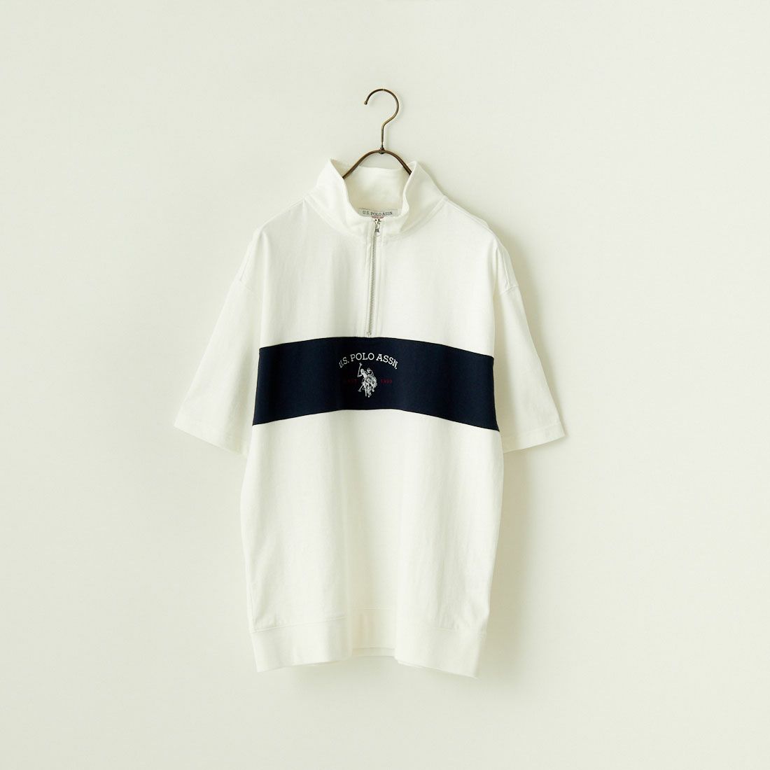 U.S.POLO ASSN. [ユーエスポロアッスン] 別注 ハーフジップ ショートスリーブTシャツ [PLM42217IN-JF] ﾎﾜｲﾄ