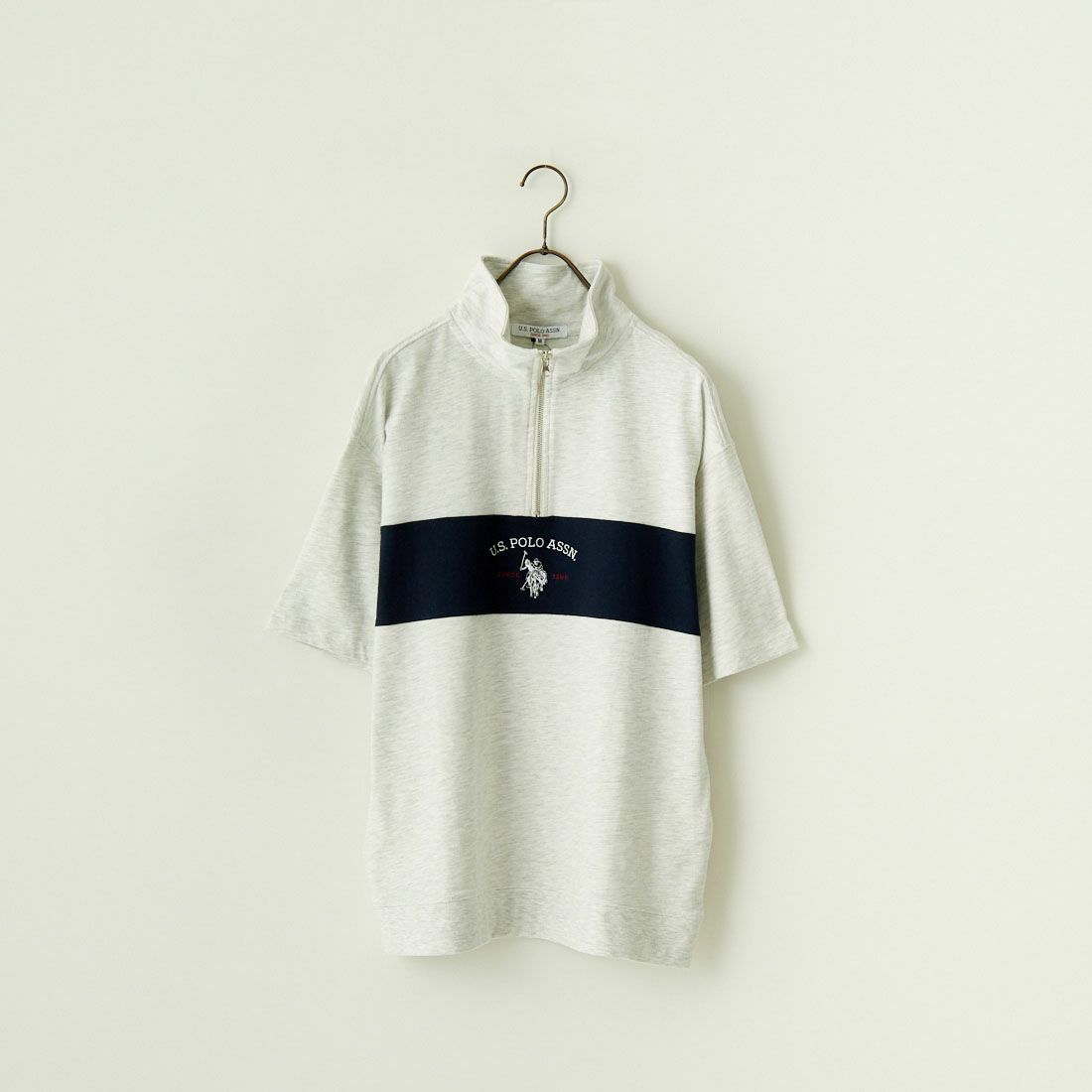 U.S.POLO ASSN. [ユーエスポロアッスン] 別注 ハーフジップ ショートスリーブTシャツ [PLM42217IN-JF] Aｸﾞﾚｰ