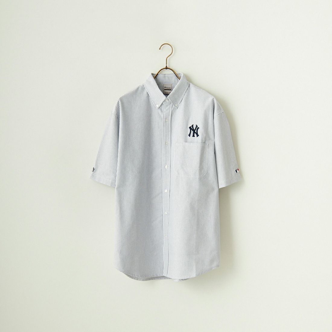 Fanatics [ファナティクス] 別注 ワンポイント刺繍ロゴ ボタンダウンシャツ [ML2124SS2-JF] NVY ST/NY