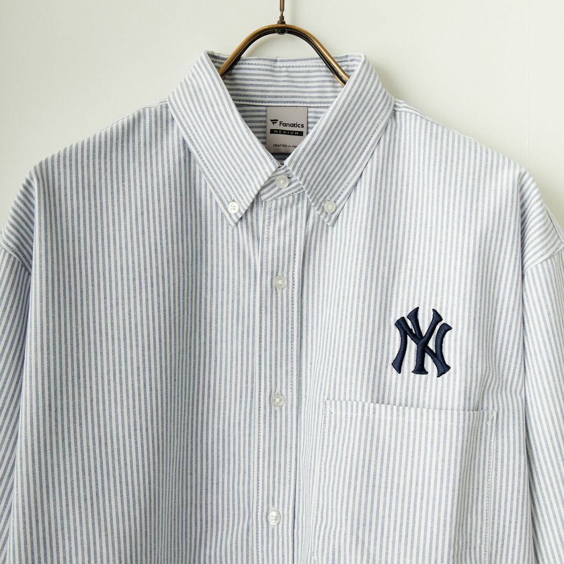 Fanatics [ファナティクス] 別注 ワンポイント刺繍ロゴ ボタンダウンシャツ [ML2124SS2-JF] NVY ST/NY