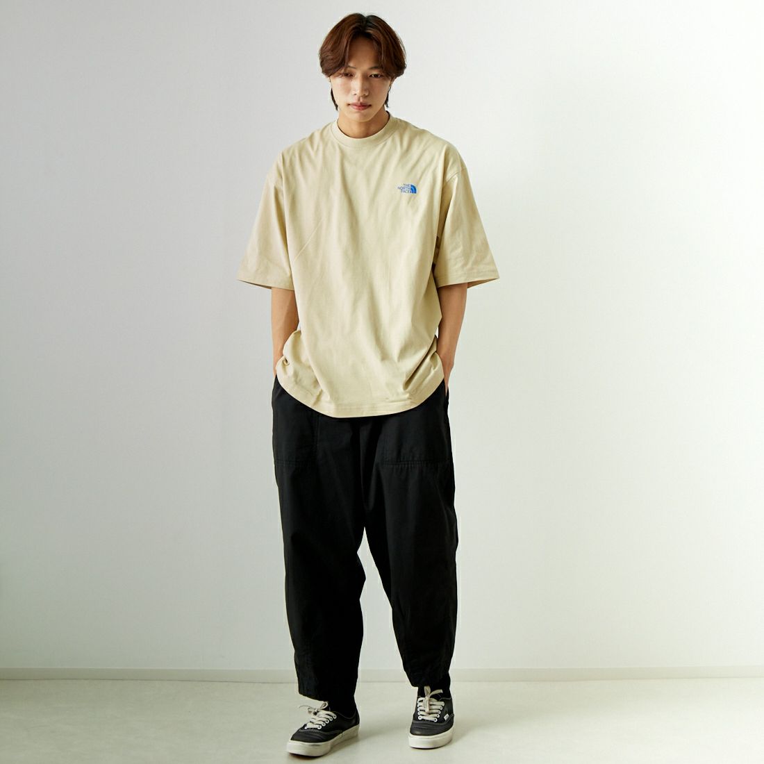THE NORTH FACE [ザ ノースフェイス] ショートスリーブ シンプルカラースキームTシャツ [NT32434] GL &&モデル身長：179cm 着用サイズ：XL&&