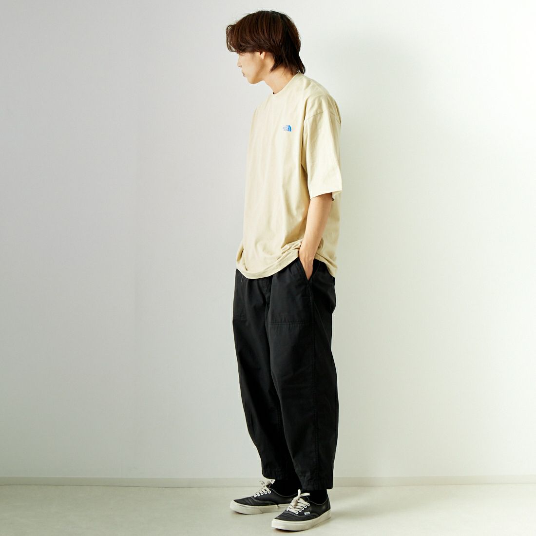 THE NORTH FACE [ザ ノースフェイス] ショートスリーブ シンプルカラースキームTシャツ [NT32434] GL &&モデル身長：179cm 着用サイズ：XL&&