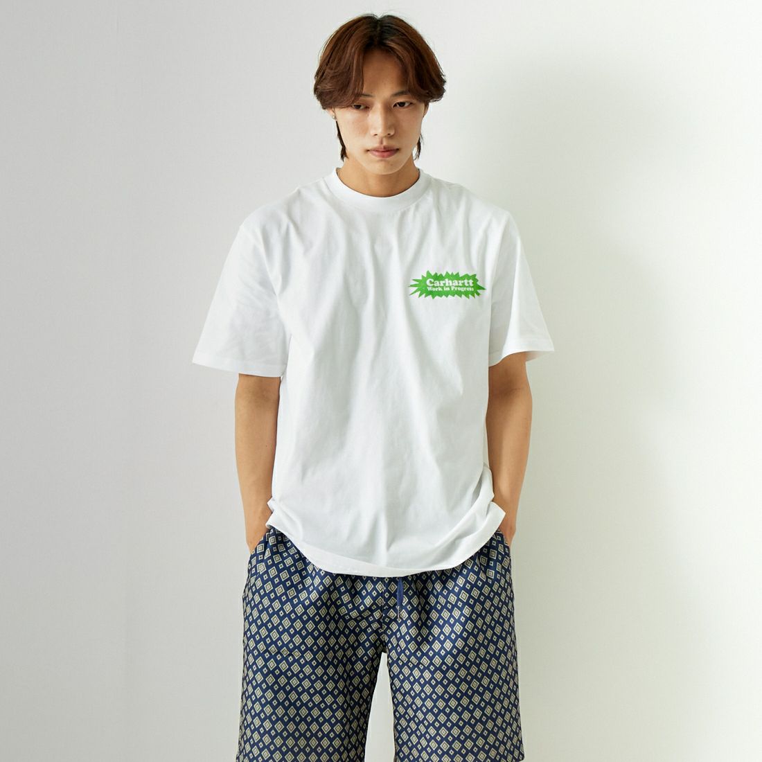 carhartt WIP [カーハートダブリューアイピー] ショートスリーブ バムTシャツ [I033162] WHITE &&モデル身長：179cm 着用サイズ：L&&