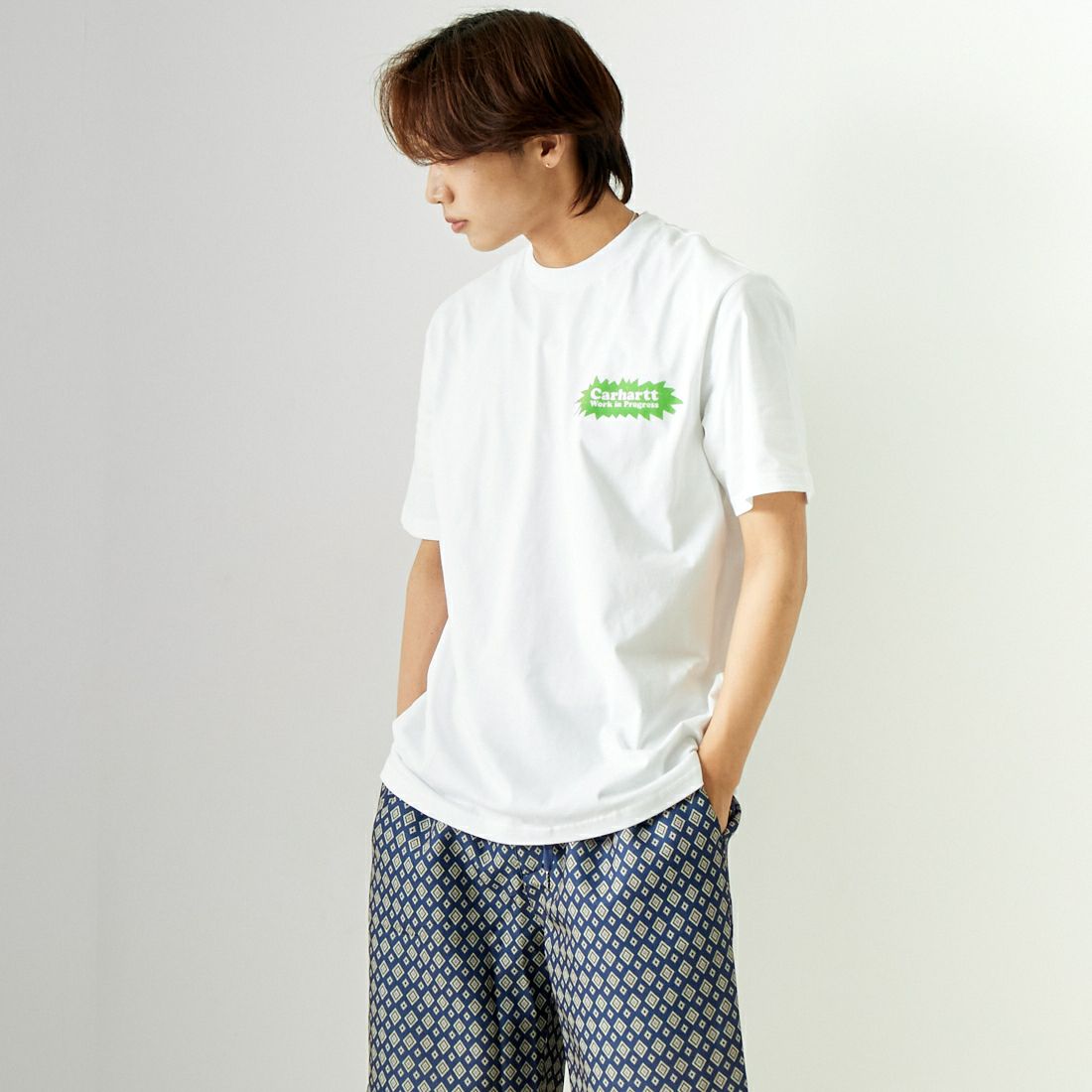 carhartt WIP [カーハートダブリューアイピー] ショートスリーブ バムTシャツ [I033162] WHITE &&モデル身長：179cm 着用サイズ：L&&