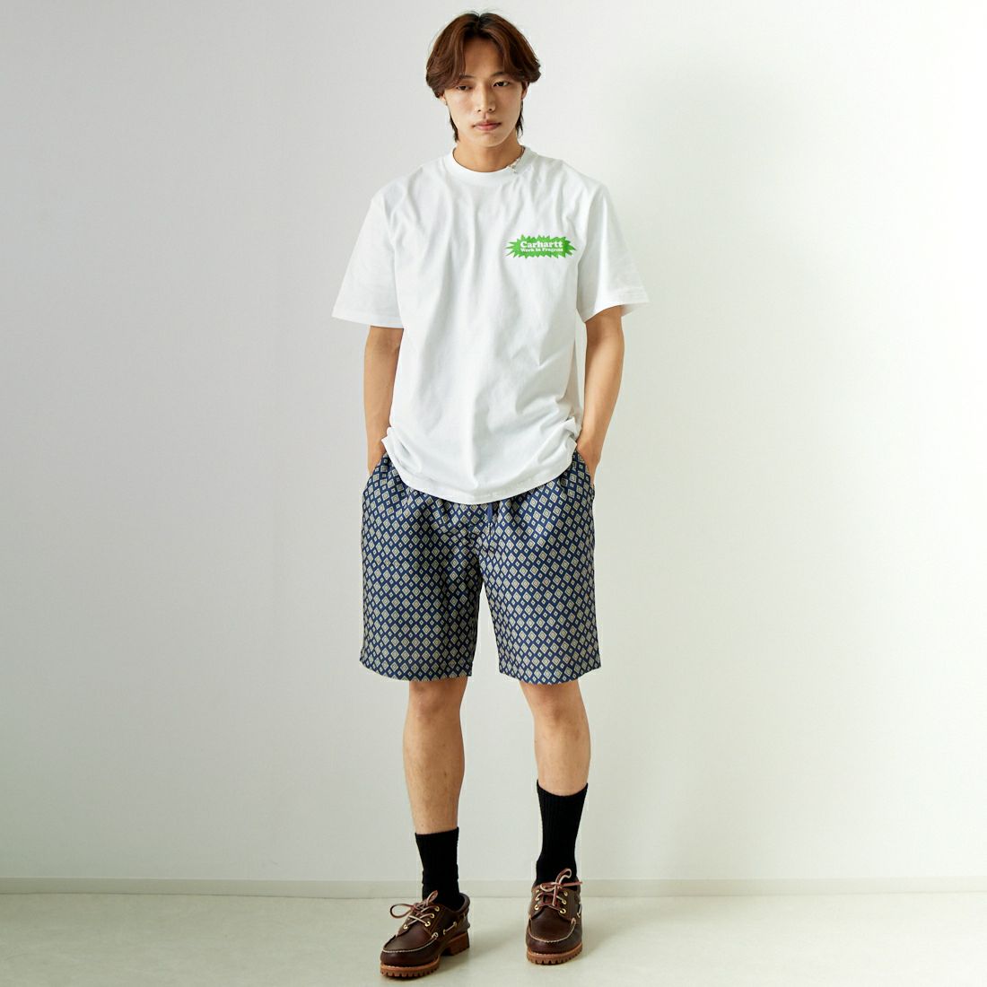 carhartt WIP [カーハートダブリューアイピー] ショートスリーブ バムTシャツ [I033162] WHITE &&モデル身長：179cm 着用サイズ：L&&