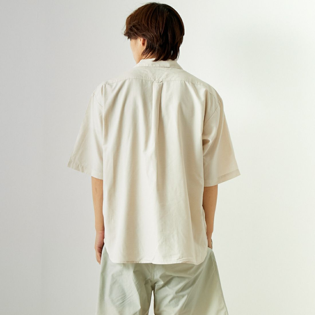Jeans Factory Clothes [ジーンズファクトリークローズ] テックリネンワイドレギュラーカラーシャツ [EPC-43100] 1 OFF &&モデル身長：179cm 着用サイズ：L&&