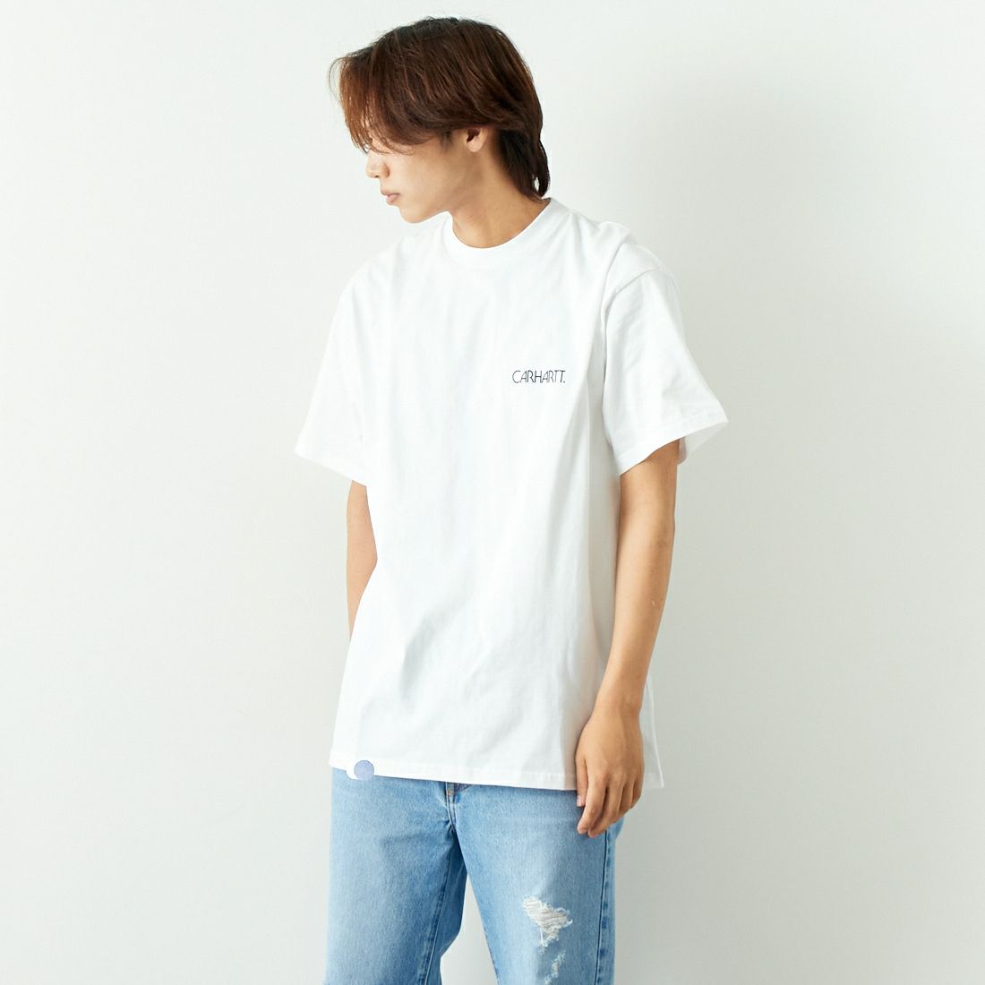 carhartt WIP [カーハートダブリューアイピー] ショートスリーブ ソイルTシャツ [I033260] WHITE &&モデル身長：179cm 着用サイズ：L&&