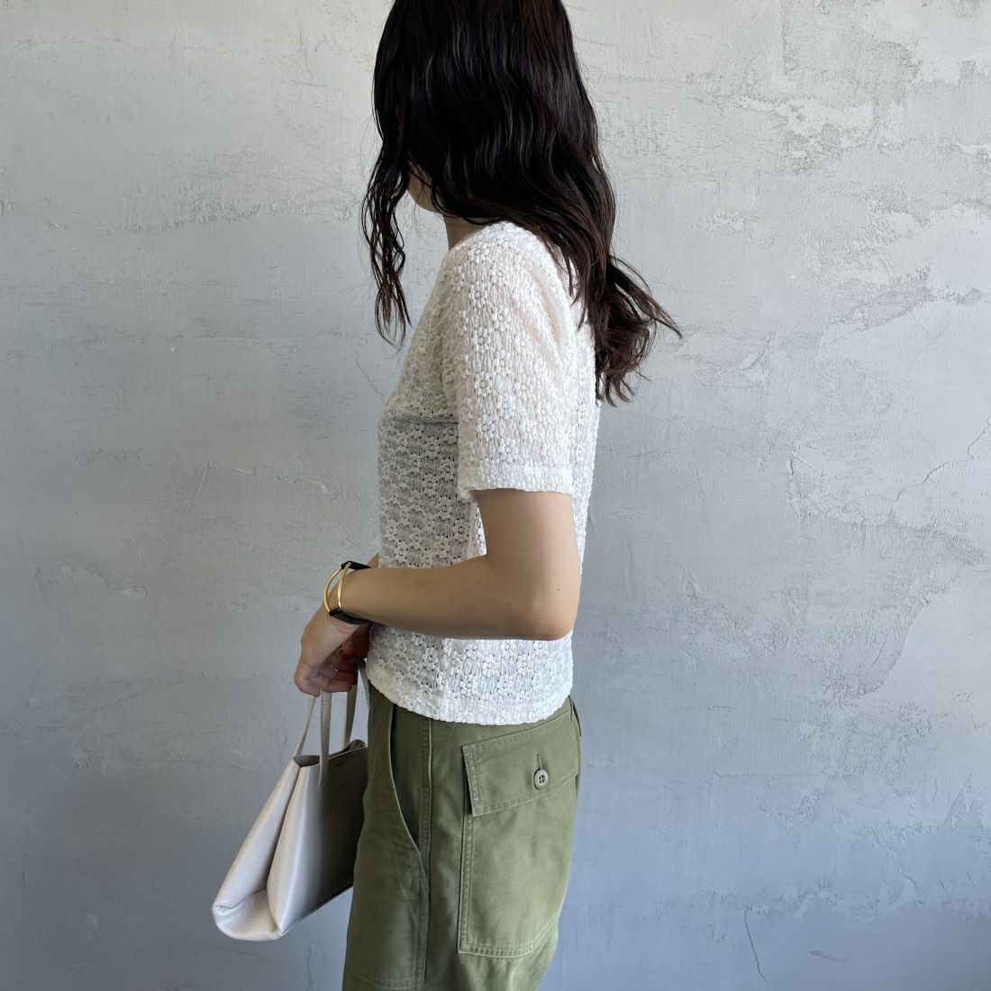By/m [バイエム] 花柄ジャガードレースカットソー [24112101] 02 OFF &&モデル身長：160cm 着用サイズ：F&&