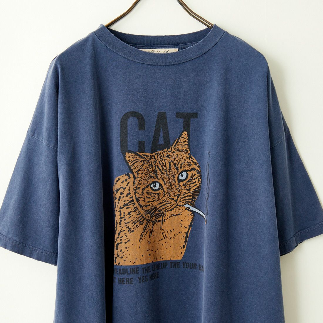 REMI RELIEF [レミレリーフ] 別注 ビッグプリントTシャツ CAT [RN26349327-JF] NAVY