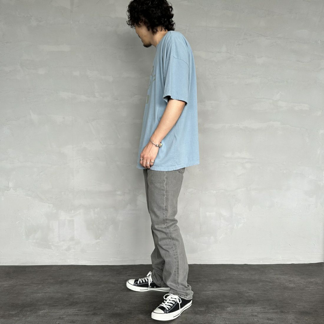 REMI RELIEF [レミレリーフ] 別注 ビッグプリントTシャツ ELCENTRO [RN26349331-JF] SAX &&モデル身長：173cm 着用サイズ：M&&