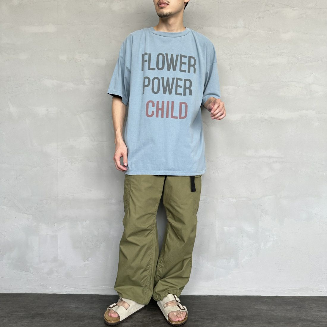 REMI RELIEF [レミレリーフ] 別注 ビッグプリントTシャツ Flower POWER CHILD [RN26349329-JF] M SAX